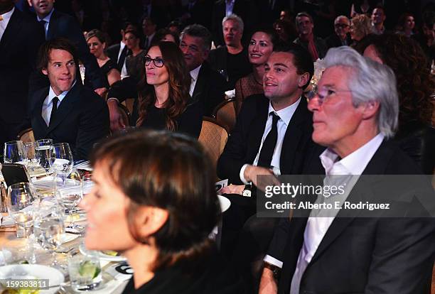 Cinematographer Daniel Moder, actress Julia Roberts, Leonardo DiCaprio, Richard Gere, Carey Lowell attend the 2nd Annual Sean Penn and Friends Help...