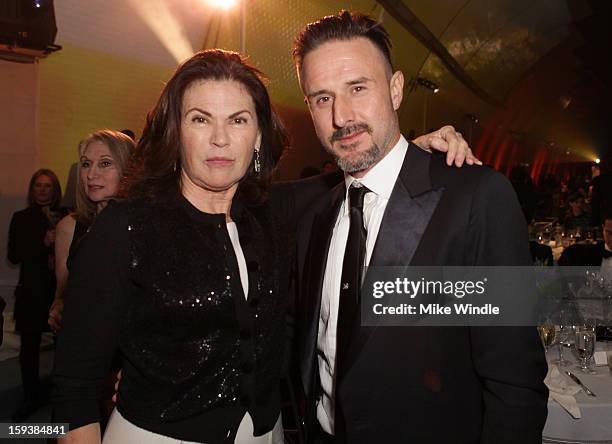 Costume designer Colleen Atwood and actor David Arquette attend The Art of Elysium's 6th Annual HEAVEN Gala presented by Audi at 2nd Street Tunnel on...