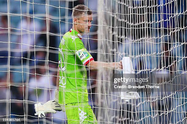 Andrew Redmayne of the Heart looks dejected at full time during the round 16 A-League match between Sydney FC and the Melbourne Heart at Allianz...