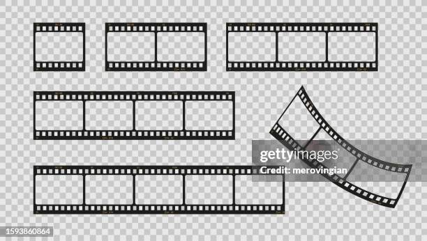 ilustraciones, imágenes clip art, dibujos animados e iconos de stock de colección de tiras de película - cinta de película