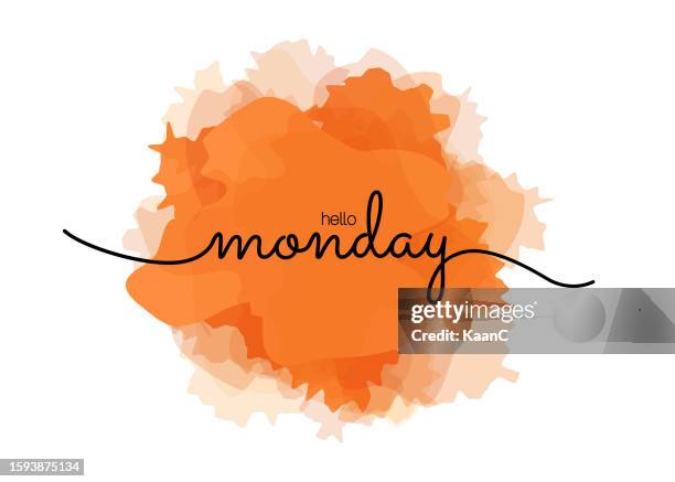 hello monday lettering on abstract shape vector stock illustration - tuesday motivation stock illustrations