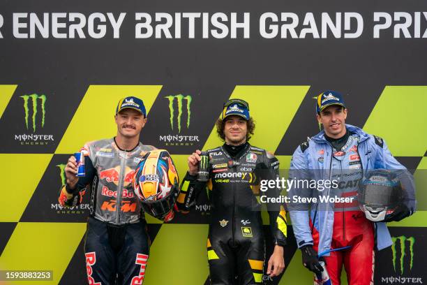 MotoGP Top-3 riders with Jack Miller of Australia and Red Bull KTM Factory Racing , Marco Bezzecchi of Italy and Mooney VR46 Racing Team , Alex...