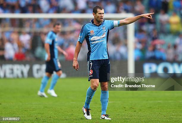 Brett Emerton of Sydney gestures during the round 16 A-League match between Sydney FC and the Melbourne Heart at Allianz Stadium on January 13, 2013...