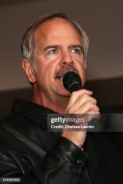 Olympic swimmer John Naber speaks at CW3PR Presents "Gold Meets Golden" at Equinox Sports Club on January 12, 2013 in Los Angeles, California.