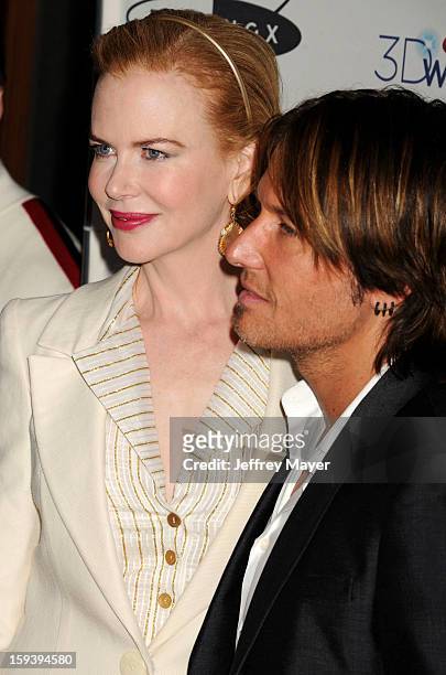 Actress Nicole Kidman and Musician Keith Urban arrive at CW3PR Presents the inaugural 'Gold Meets Golden' event at New Equinox Flagship on January...