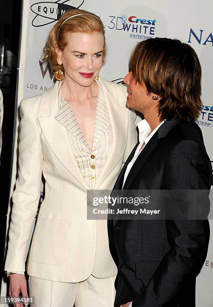 Actress Nicole Kidman and Musician Keith Urban arrive at CW3PR Presents the inaugural 'Gold Meets Golden' event at New Equinox Flagship on January...