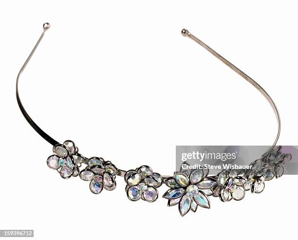 a headband with rhinestone crystal flowers - tiara isolated stock pictures, royalty-free photos & images