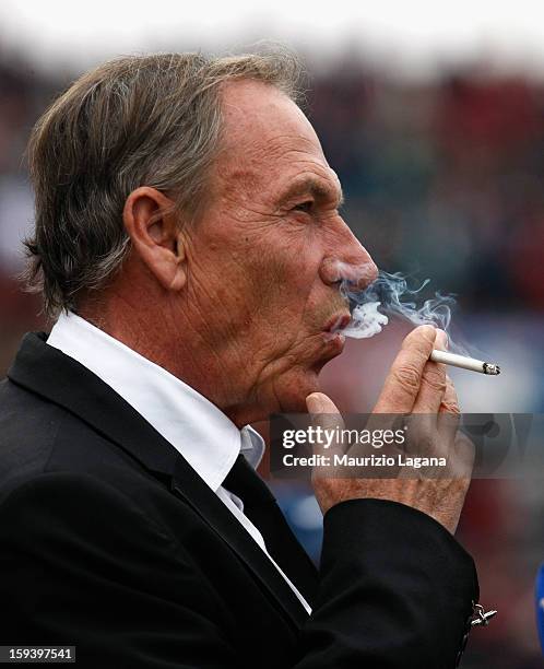 Zdenek Zeman, head coach of Roma during the Serie A match between Calcio Catania and AS Roma at Stadio Angelo Massimino on January 13, 2013 in...