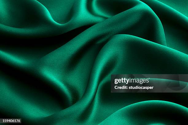 grüne seide ( nahaufnahme - green cloth stock-fotos und bilder