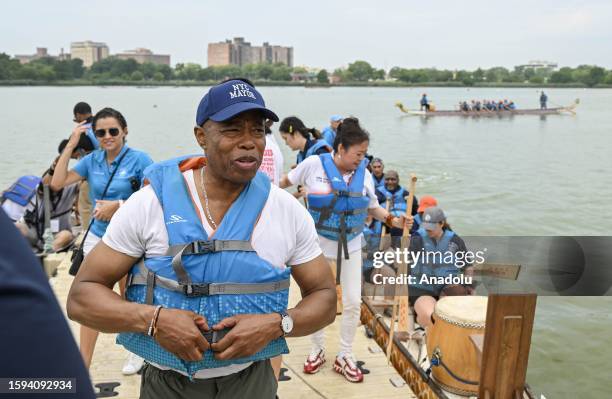 New York Mayor Eric Adams attends the Hong Kong Dragon Boat Festival held at the Flushing Meadows-Corona Park in New York United States on August 12,...