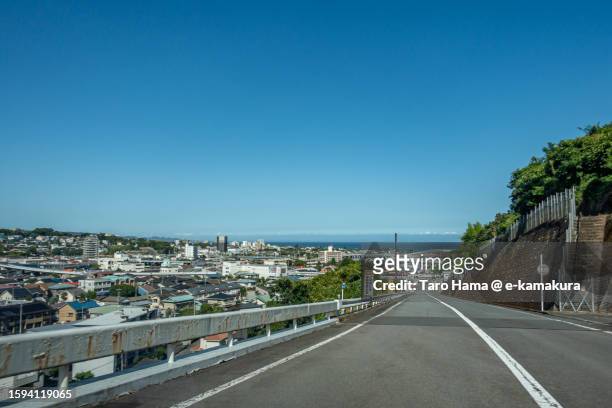 the elevated highway by the sea in kanagawa of japan - kanagawa stock pictures, royalty-free photos & images