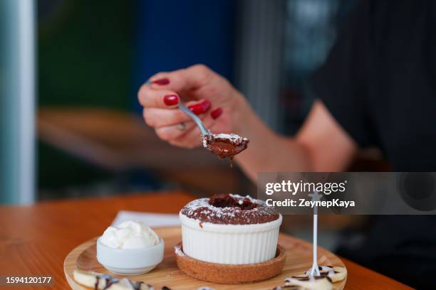 blown chocolate. - chocolate souffle stock pictures, royalty-free photos & images