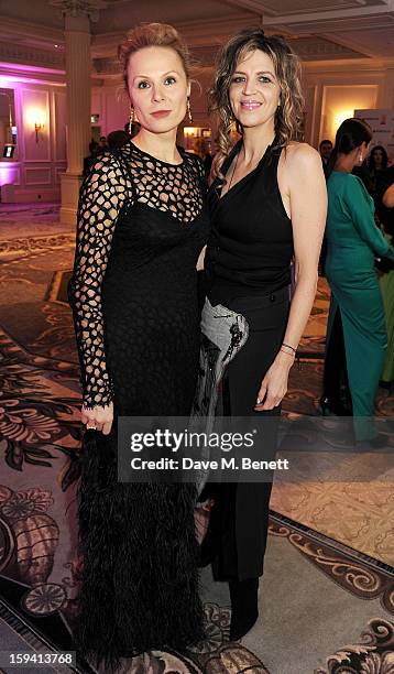 Co-Founder Dina Korzun and Martha Fiennes attend a gala evening celebrating Old Russian New Year's Eve in aid of the Gift Of Life Foundation at The...