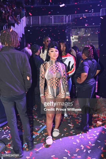 Ariana Fletcher attends MoneyBagg Yo Larger Than Life Tour at State Farm Arena on August 4, 2023 in Atlanta, Georgia.