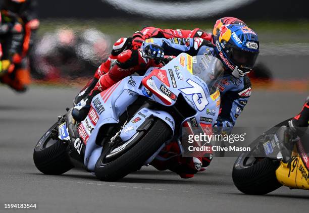 Alex Marquez of Spain in action on his way to victory during the MotoGP of Great Britain - Sprint Race at Silverstone Circuit on August 05, 2023 in...