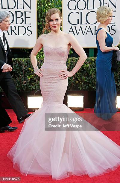 Actress Amy Adams arrives at the 70th Annual Golden Globe Awards held at The Beverly Hilton Hotel on January 13, 2013 in Beverly Hills, California.