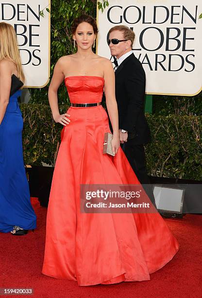 Actress Jennifer Lawrence arrives at the 70th Annual Golden Globe Awards held at The Beverly Hilton Hotel on January 13, 2013 in Beverly Hills,...