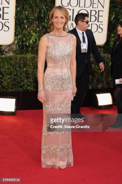 Actress Helen Hunt arrives at the 70th Annual Golden Globe Awards held at The Beverly Hilton Hotel on January 13, 2013 in Beverly Hills, California.