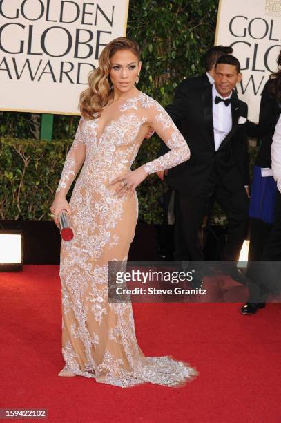 Actress-singer Jennifer Lopez arrives at the 70th Annual Golden Globe Awards held at The Beverly Hilton Hotel on January 13, 2013 in Beverly Hills,...