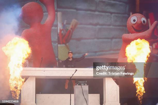 Jax Jones performs on the main stage at Fabuloso during the Brighton & Hove Pride 2023 on August 05, 2023 in Brighton, England.