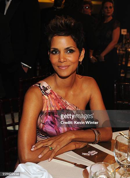 Actress Halle Berry attends the 70th Annual Golden Globe Awards Cocktail Party held at The Beverly Hilton Hotel on January 13, 2013 in Beverly Hills,...