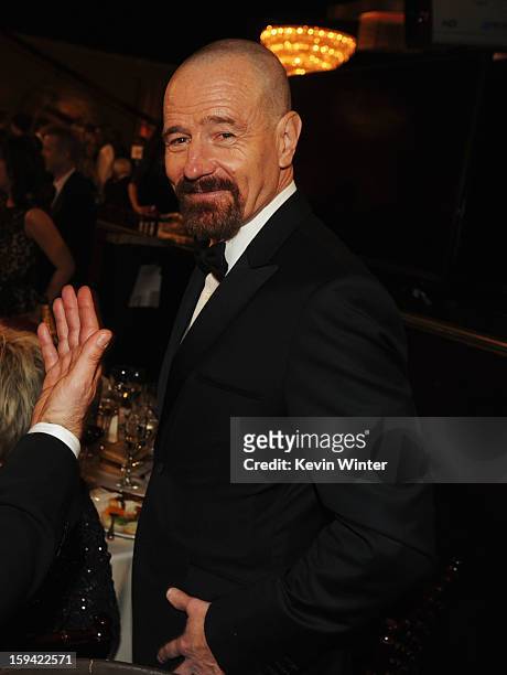Actor Bryan Cranston attends the 70th Annual Golden Globe Awards Cocktail Party held at The Beverly Hilton Hotel on January 13, 2013 in Beverly...