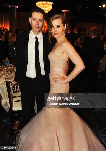Darren Le Gallo and actress Amy Adams attend the 70th Annual Golden Globe Awards Cocktail Party held at The Beverly Hilton Hotel on January 13, 2013...