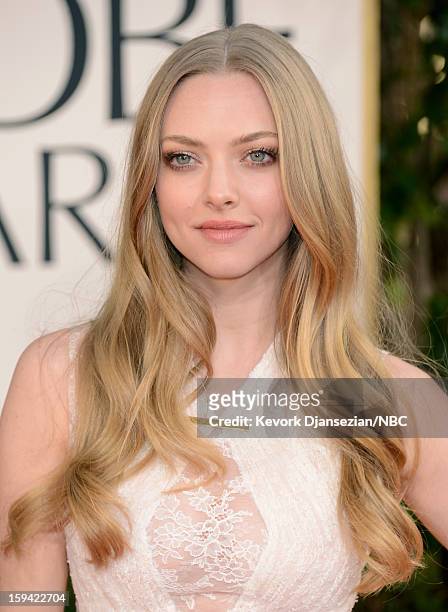 70th ANNUAL GOLDEN GLOBE AWARDS -- Pictured: Actress Amanda Seyfried arrives to the 70th Annual Golden Globe Awards held at the Beverly Hilton Hotel...