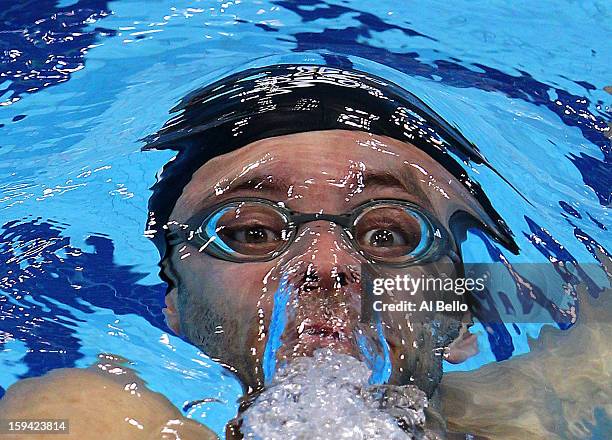 Marco Loughran of Guildford City competes in heat 6 of the Men's 200m Backstroke during day five of the British Gas Swimming Championships at The...