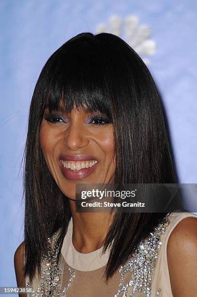 Actress Kerry Washington poses in the press room at the 70th Annual Golden Globe Awards held at The Beverly Hilton Hotel on January 13, 2013 in...