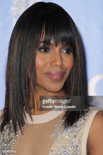 Actress Kerry Washington poses in the press room at the 70th Annual Golden Globe Awards held at The Beverly Hilton Hotel on January 13, 2013 in...