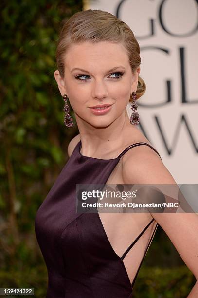 70th ANNUAL GOLDEN GLOBE AWARDS -- Pictured: Taylor Swift arrives to the 70th Annual Golden Globe Awards held at the Beverly Hilton Hotel on January...