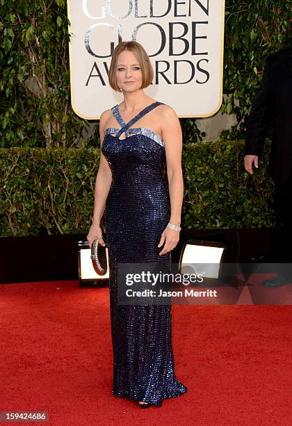 Jodie Foster arrives at the 70th Annual Golden Globe Awards held at The Beverly Hilton Hotel on January 13, 2013 in Beverly Hills, California.