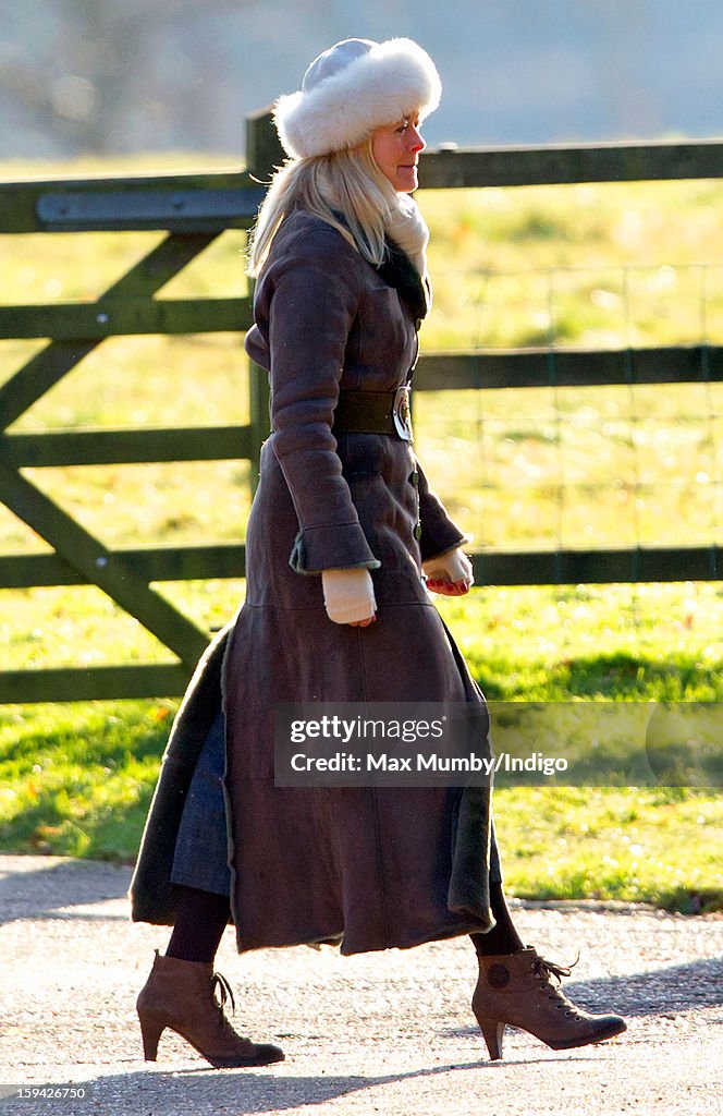 Queen Elizabeth II Attends Church In Sandringham