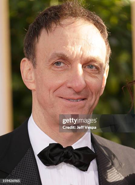 Composer Mychael Danna arrives at the 70th Annual Golden Globe Awards held at The Beverly Hilton Hotel on January 13, 2013 in Beverly Hills,...