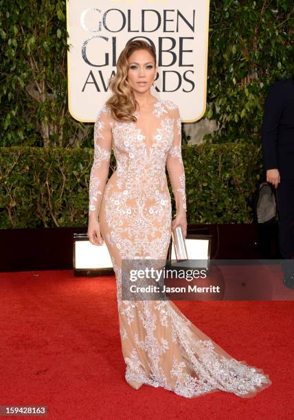 Actress Jennifer Lopez arrives at the 70th Annual Golden Globe Awards held at The Beverly Hilton Hotel on January 13, 2013 in Beverly Hills,...