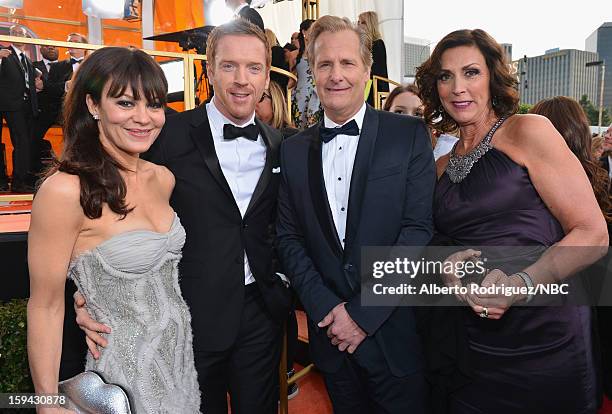 70th ANNUAL GOLDEN GLOBE AWARDS -- Pictured: Helen McCrory, Damian Lewis, Jeff Daniels and wife Kathleen Treado arrive to the 70th Annual Golden...