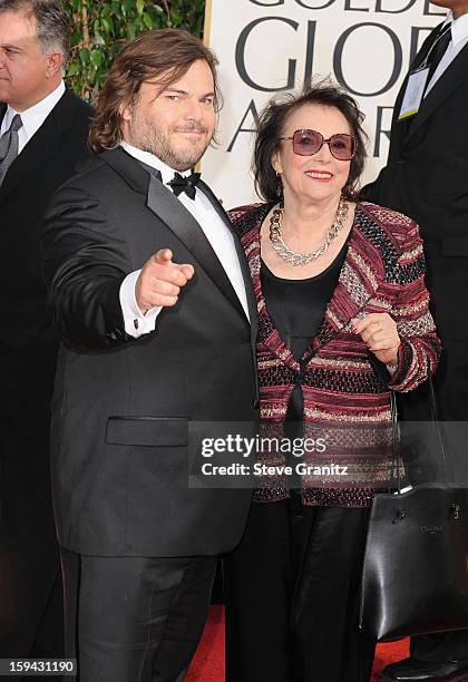 Actor Jack Black and guest arrive at the 70th Annual Golden Globe Awards held at The Beverly Hilton Hotel on January 13, 2013 in Beverly Hills,...