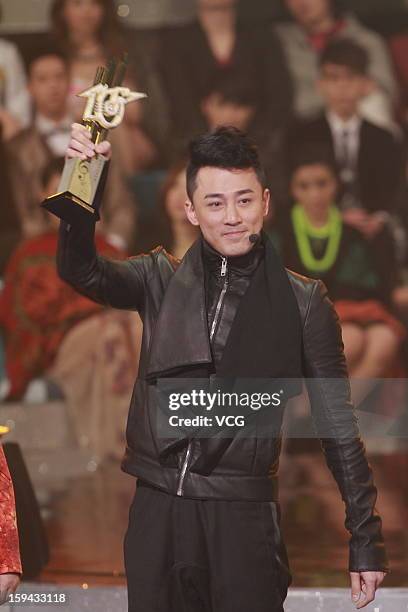 Singer Raymond Lam attends the 2012 Jade Solid Gold Best Ten Music Awards Presentation at TVB City on January 13, 2013 in Hong Kong, Hong Kong.