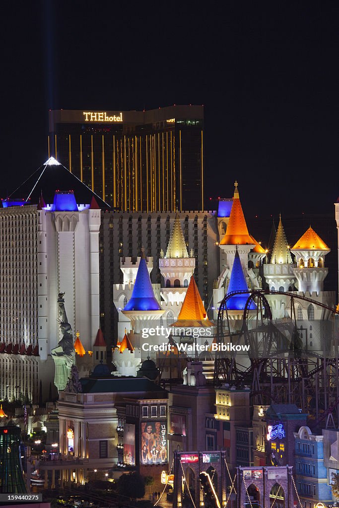 USA, Nevada, Las Vegas, Excalibur & Mandalay Bay