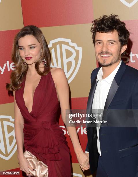 Model Miranda Kerr and actor Orlando Bloom attend the 14th Annual Warner Bros. And InStyle Golden Globe Awards After Party held at the Oasis...