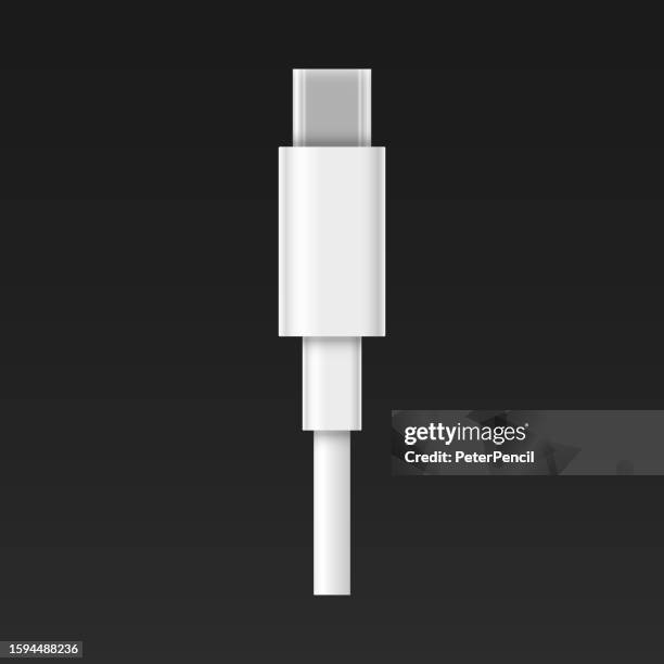 thunderbolt 2 minidisplay port cable connector - vector icon. realistic illustration. isolated on black background - perfect storm stock illustrations
