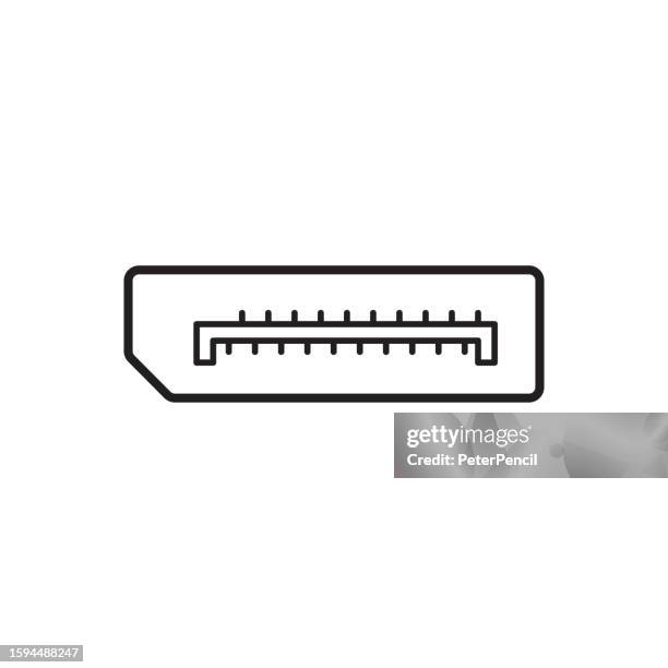 display port cable connector pinout - vector icon. drawing illustration. isolated on white background - computer line drawing stock illustrations