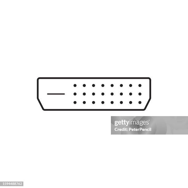 dvi cable connector pinout - vector icon. drawing illustration. isolated on white background - network cable close up stock illustrations