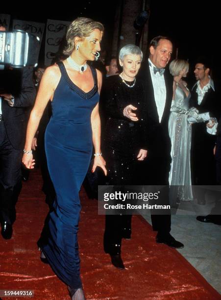 Diana Princess of Wales, and Liz Tilbiris at the Council of Fashion Designers' gala at Lincoln Center, New York, New York, 1995.