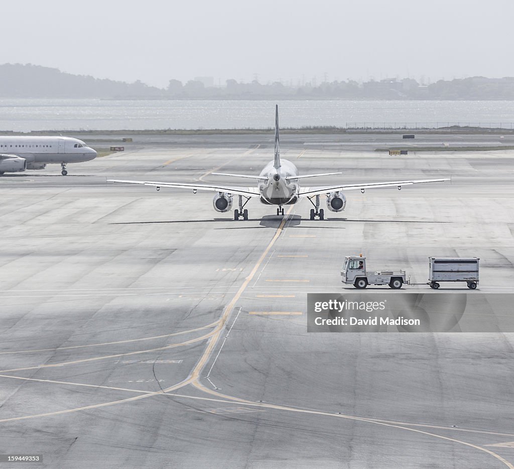 Planes on airport runway