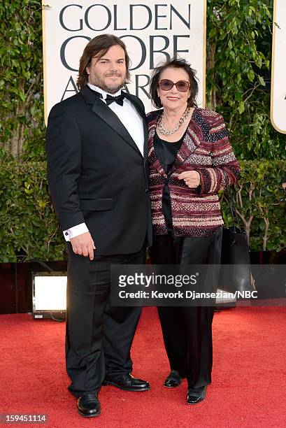 70th ANNUAL GOLDEN GLOBE AWARDS -- Pictured: Jack Black and guest arrive to the 70th Annual Golden Globe Awards held at the Beverly Hilton Hotel on...