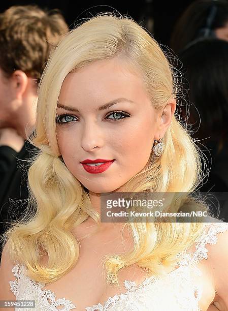 70th ANNUAL GOLDEN GLOBE AWARDS -- Pictured: Miss Golden Globe Francesca Eastwood arrives to the 70th Annual Golden Globe Awards held at the Beverly...
