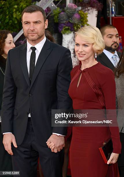 Liev sBEVERLY HILLS, CA 70th ANNUAL GOLDEN GLOBE AWARDS -- Pictured: Liev Schreiber and Naomi Watts arrives to the 70th Annual Golden Globe Awards...