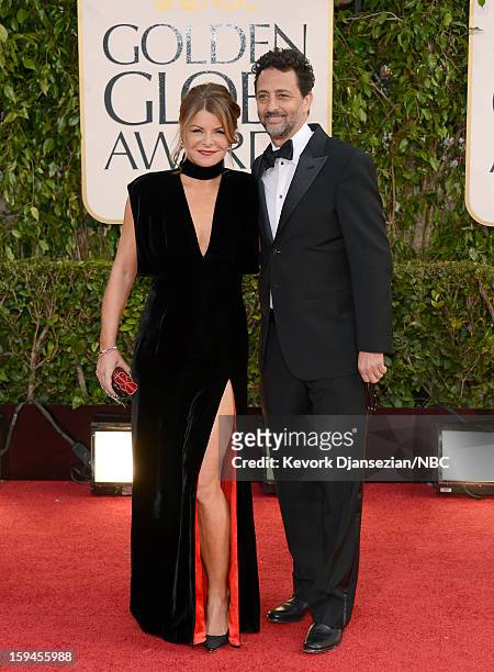 70th ANNUAL GOLDEN GLOBE AWARDS -- Pictured: Lisa Heslov and Producer Grant Heslov arrive o the 70th Annual Golden Globe Awards held at the Beverly...
